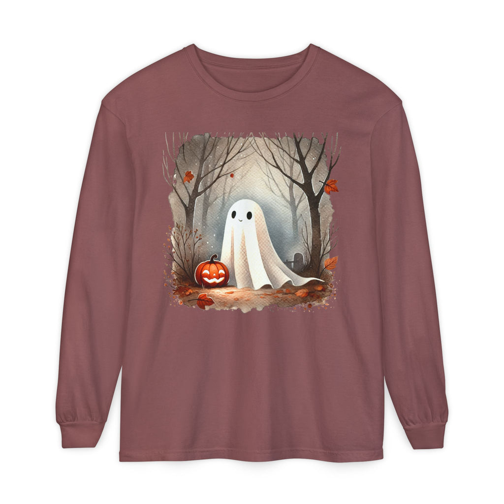 Halloween Ghost Long Sleeve T-Shirt, Unisex Tee for Fall, Spooky Season Apparel, Autumn Fashion, Boo T-Shirt, Ghost Design Tee