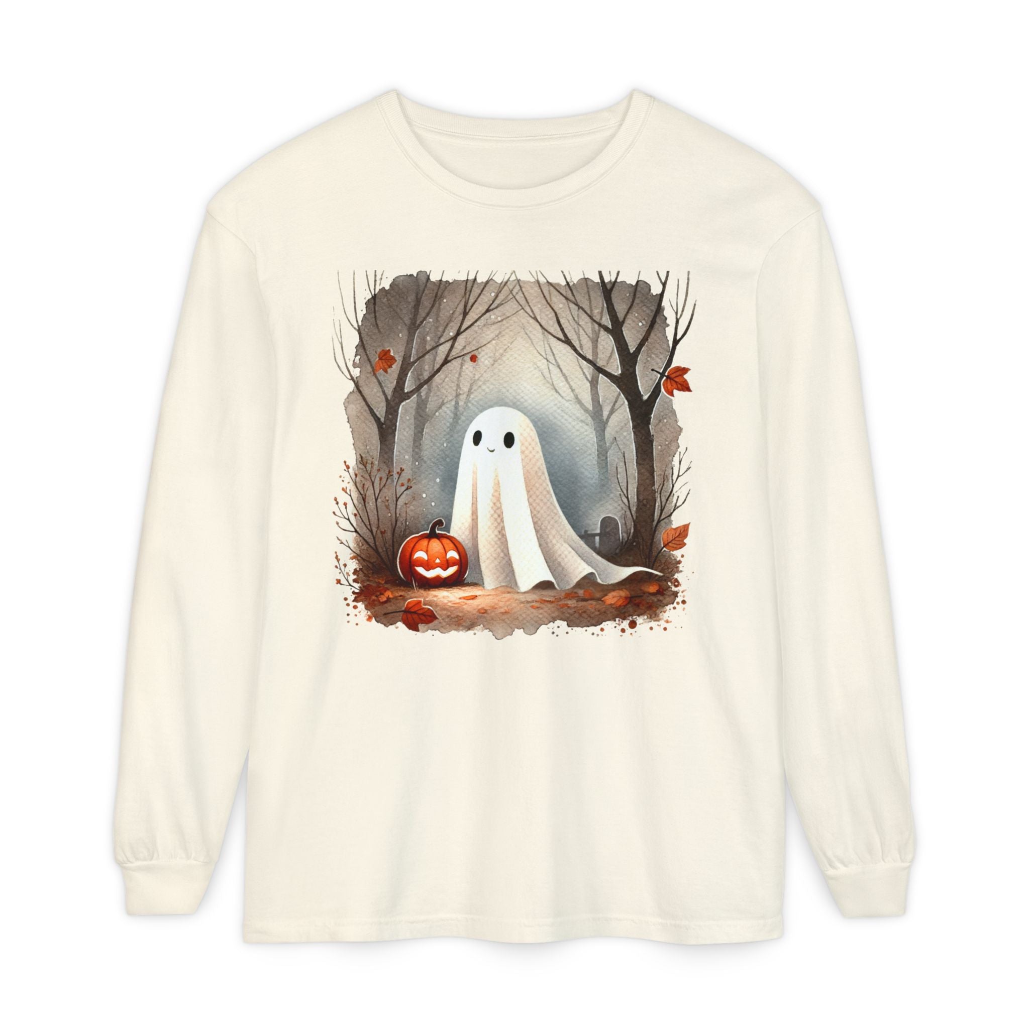 Halloween Ghost Long Sleeve T-Shirt, Unisex Tee for Fall, Spooky Season Apparel, Autumn Fashion, Boo T-Shirt, Ghost Design Tee