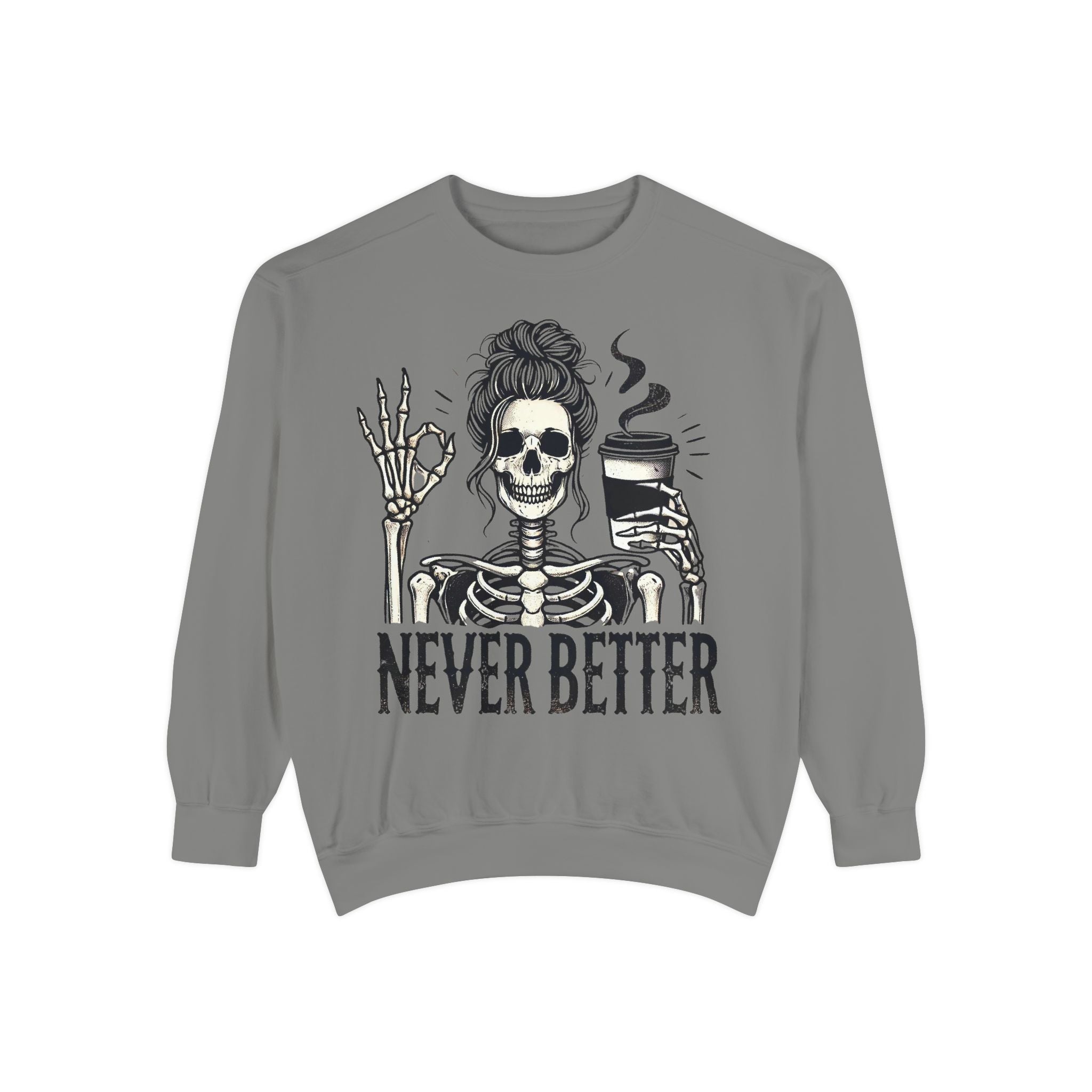 Skeleton Coffee Lover Unisex Sweatshirt, Cozy Fall Sweatshirt, Halloween Top, Casual Long Sleeve, Gift for Him or Her