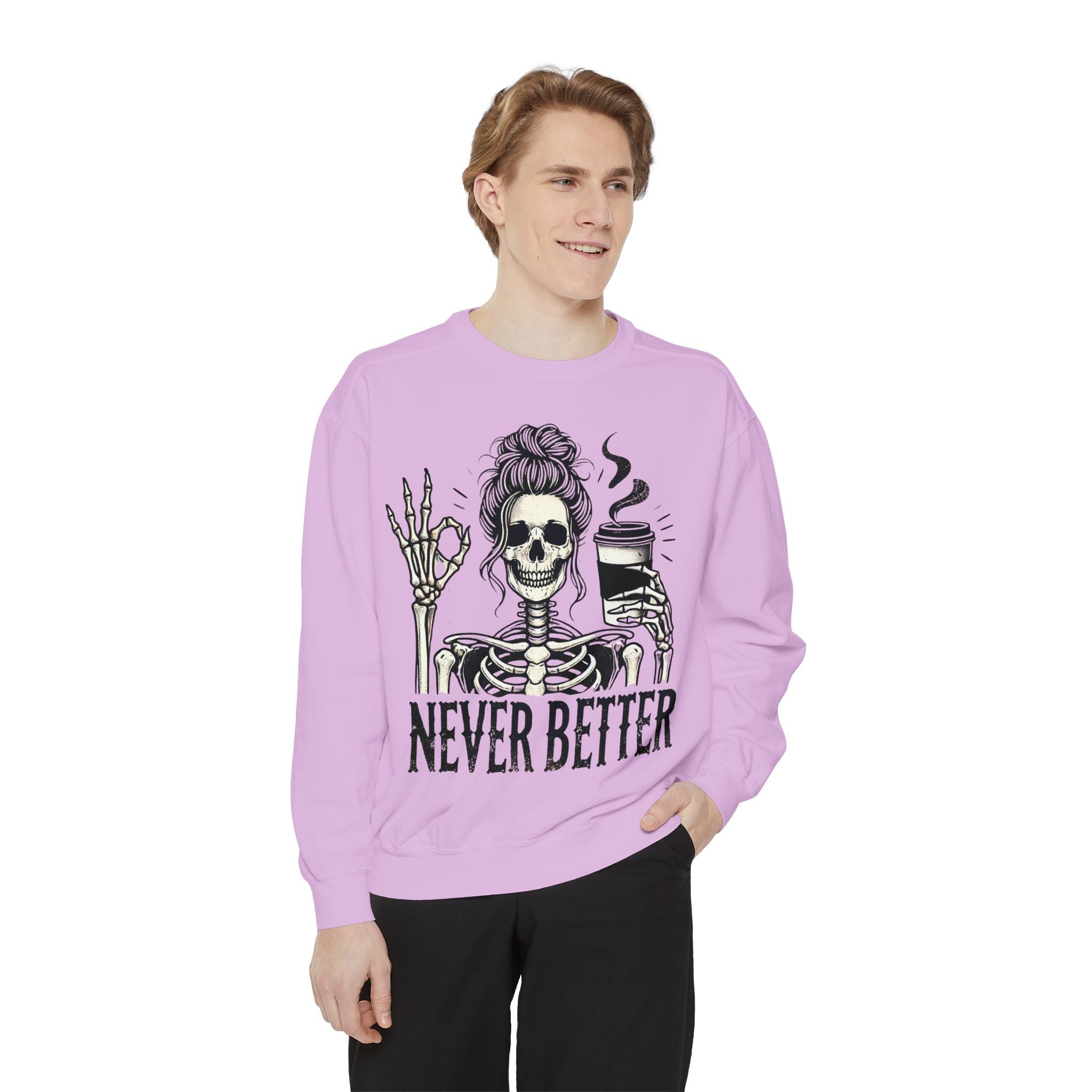 Skeleton Coffee Lover Unisex Sweatshirt, Cozy Fall Sweatshirt, Halloween Top, Casual Long Sleeve, Gift for Him or Her
