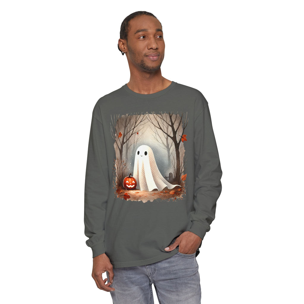 Halloween Ghost Long Sleeve T-Shirt, Unisex Tee for Fall, Spooky Season Apparel, Autumn Fashion, Boo T-Shirt, Ghost Design Tee
