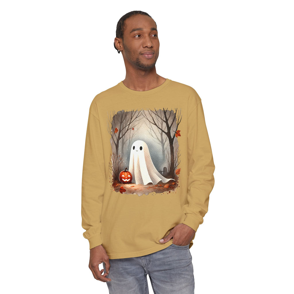 Halloween Ghost Long Sleeve T-Shirt, Unisex Tee for Fall, Spooky Season Apparel, Autumn Fashion, Boo T-Shirt, Ghost Design Tee