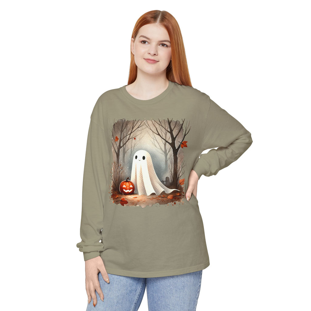 Halloween Ghost Long Sleeve T-Shirt, Unisex Tee for Fall, Spooky Season Apparel, Autumn Fashion, Boo T-Shirt, Ghost Design Tee