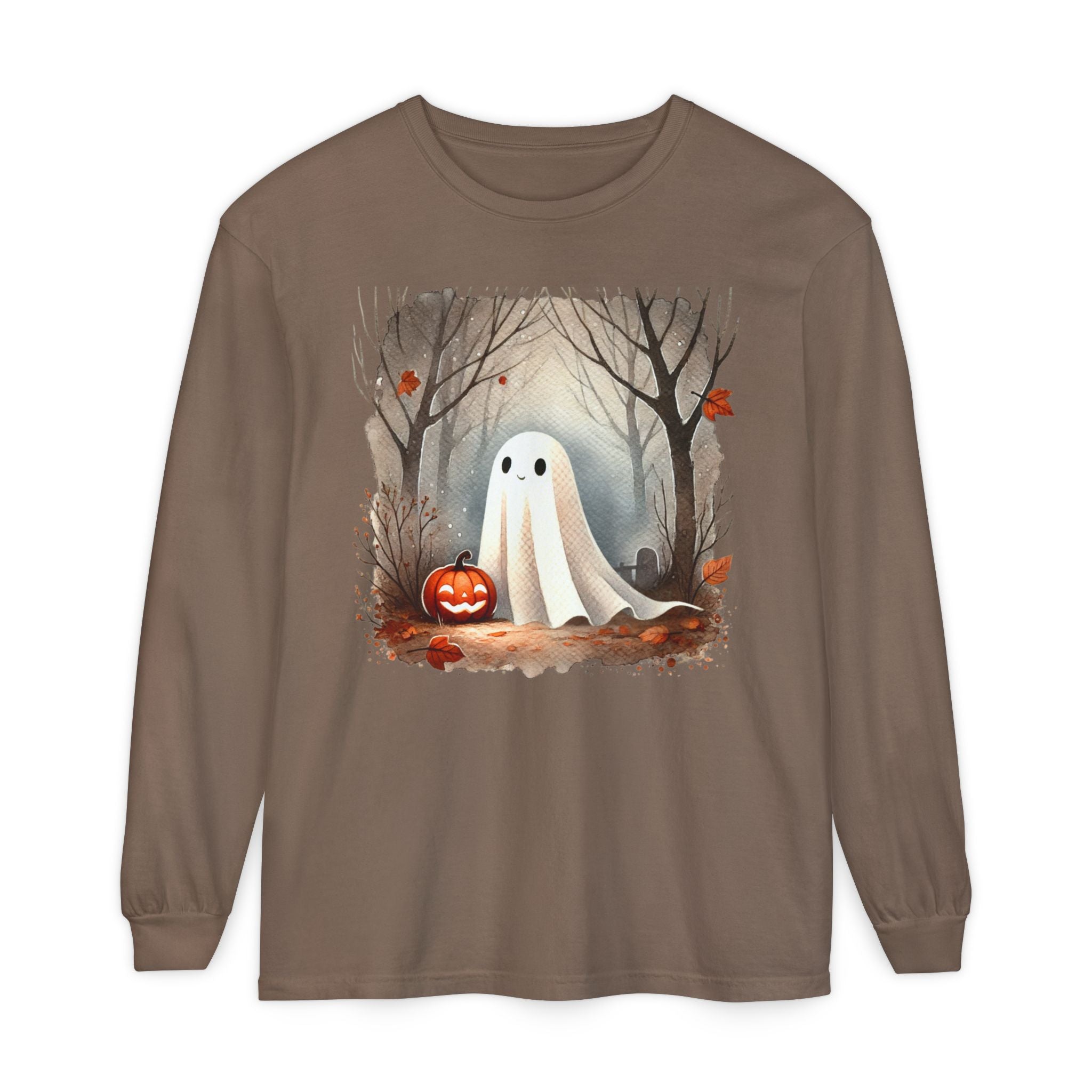 Halloween Ghost Long Sleeve T-Shirt, Unisex Tee for Fall, Spooky Season Apparel, Autumn Fashion, Boo T-Shirt, Ghost Design Tee