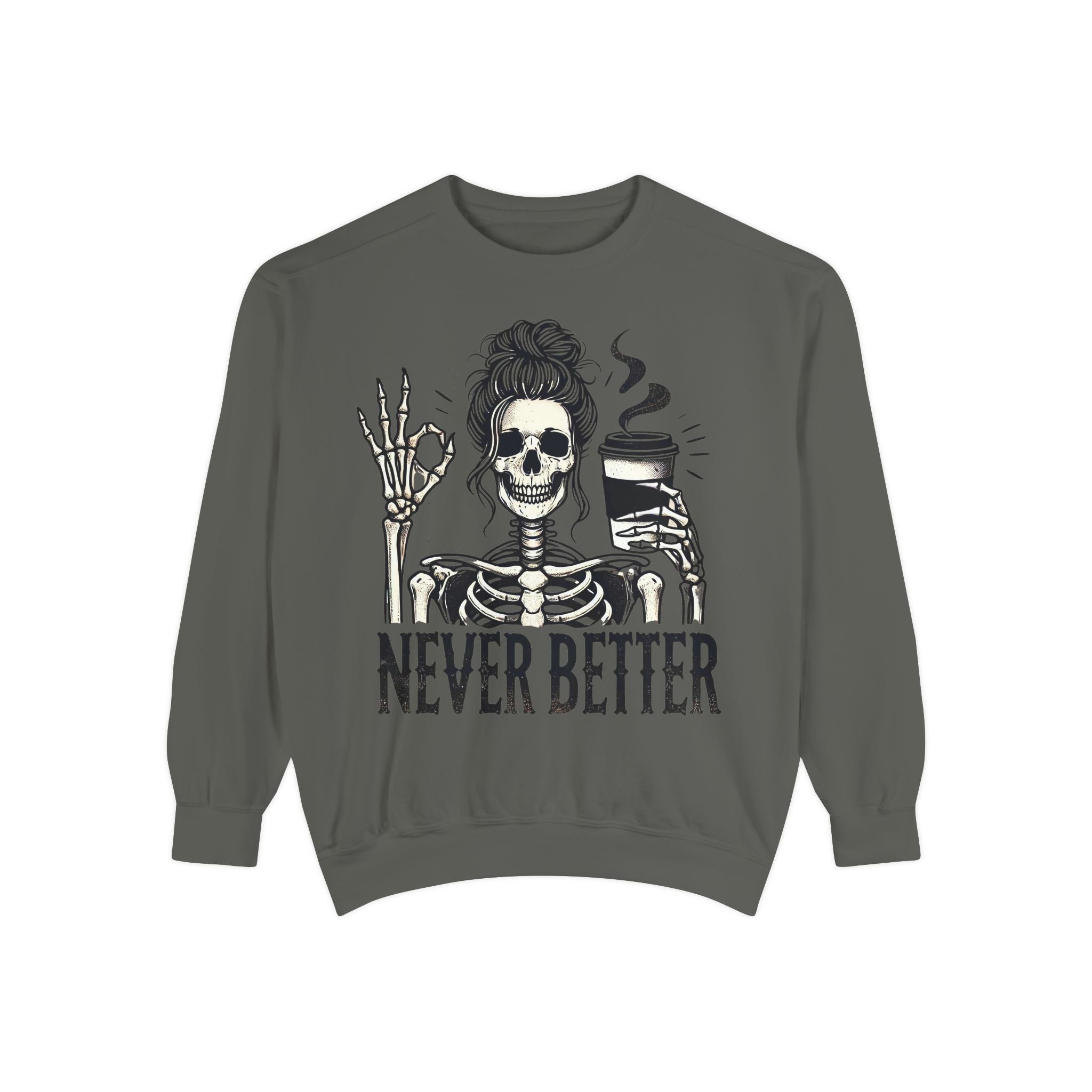Skeleton Coffee Lover Unisex Sweatshirt, Cozy Fall Sweatshirt, Halloween Top, Casual Long Sleeve, Gift for Him or Her