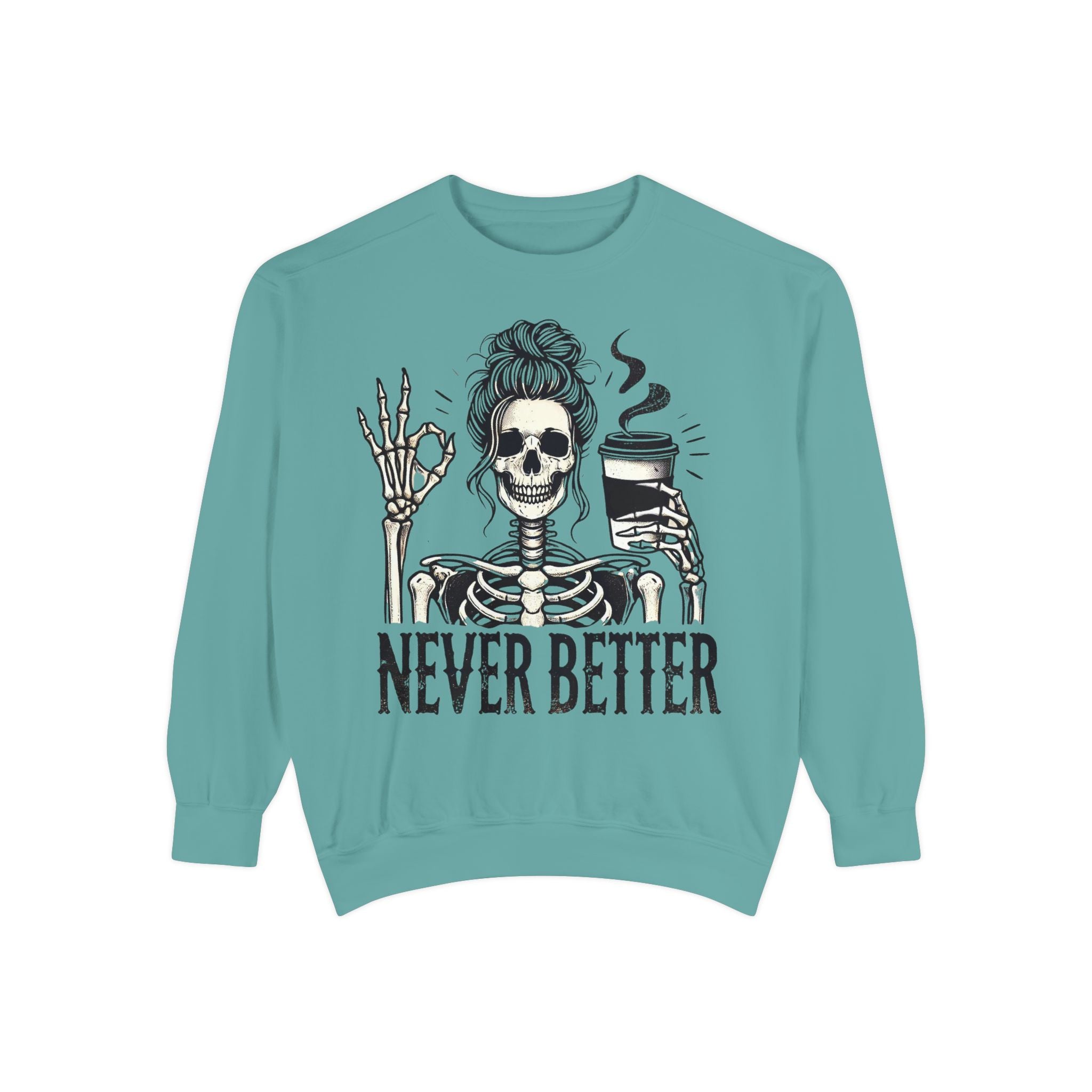 Skeleton Coffee Lover Unisex Sweatshirt, Cozy Fall Sweatshirt, Halloween Top, Casual Long Sleeve, Gift for Him or Her