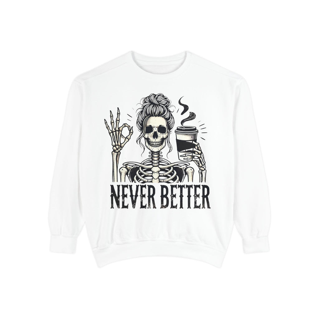 Skeleton Coffee Lover Unisex Sweatshirt, Cozy Fall Sweatshirt, Halloween Top, Casual Long Sleeve, Gift for Him or Her