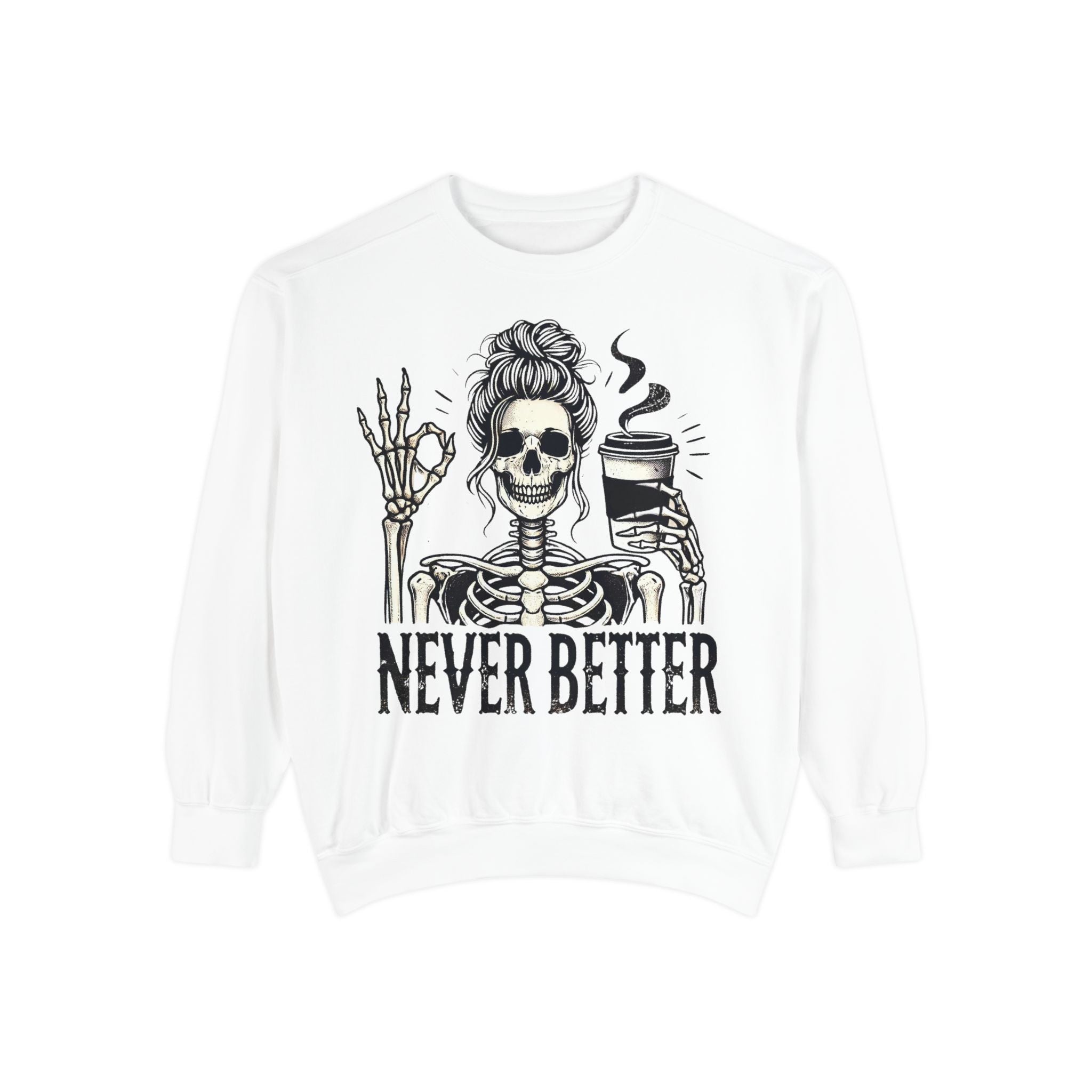 Skeleton Coffee Lover Unisex Sweatshirt, Cozy Fall Sweatshirt, Halloween Top, Casual Long Sleeve, Gift for Him or Her