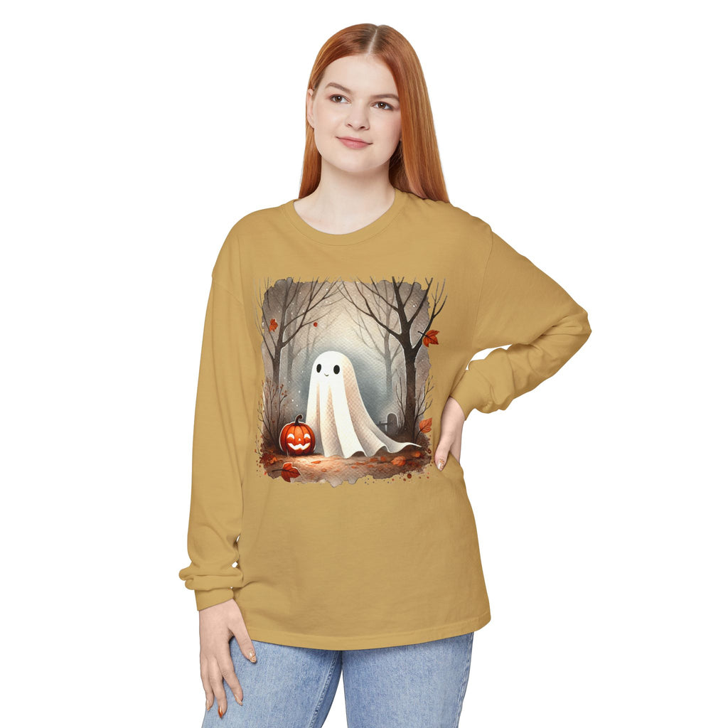Halloween Ghost Long Sleeve T-Shirt, Unisex Tee for Fall, Spooky Season Apparel, Autumn Fashion, Boo T-Shirt, Ghost Design Tee