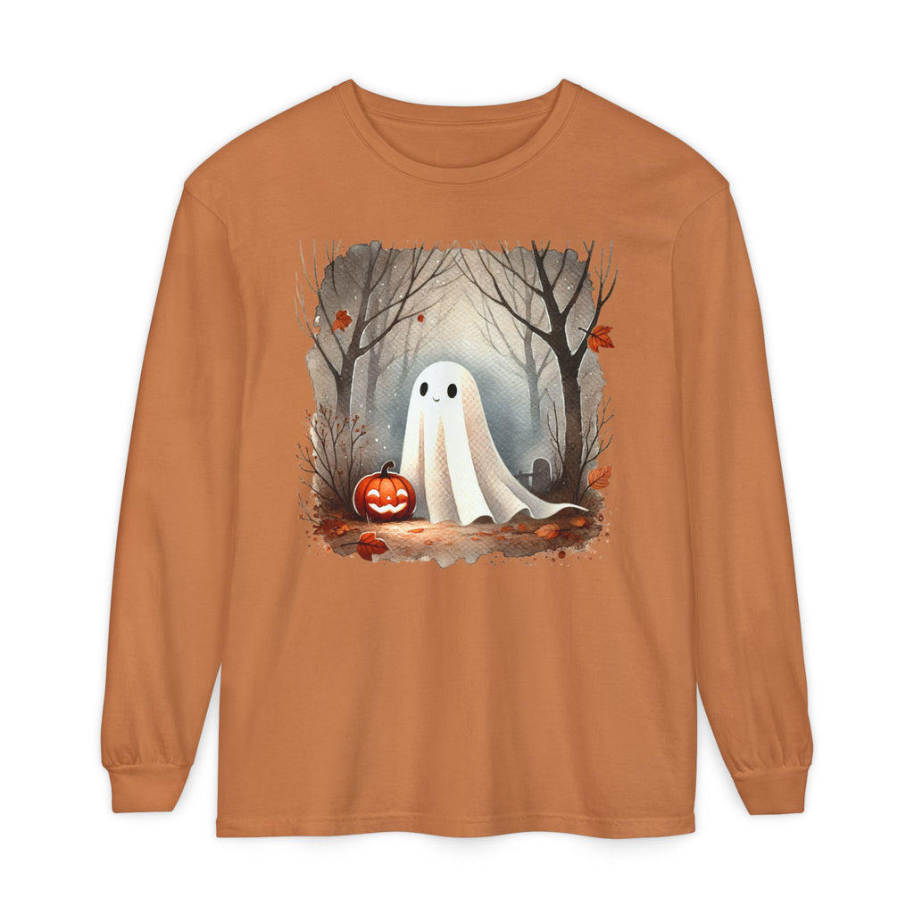 Halloween Ghost Long Sleeve T-Shirt, Unisex Tee for Fall, Spooky Season Apparel, Autumn Fashion, Boo T-Shirt, Ghost Design Tee