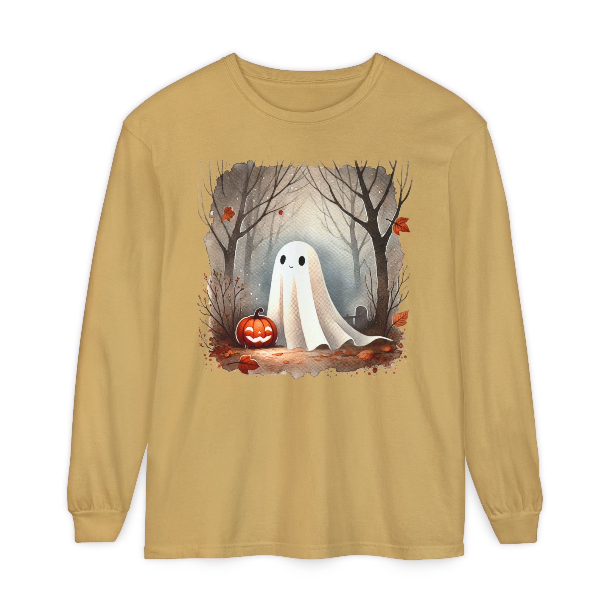 Halloween Ghost Long Sleeve T-Shirt, Unisex Tee for Fall, Spooky Season Apparel, Autumn Fashion, Boo T-Shirt, Ghost Design Tee