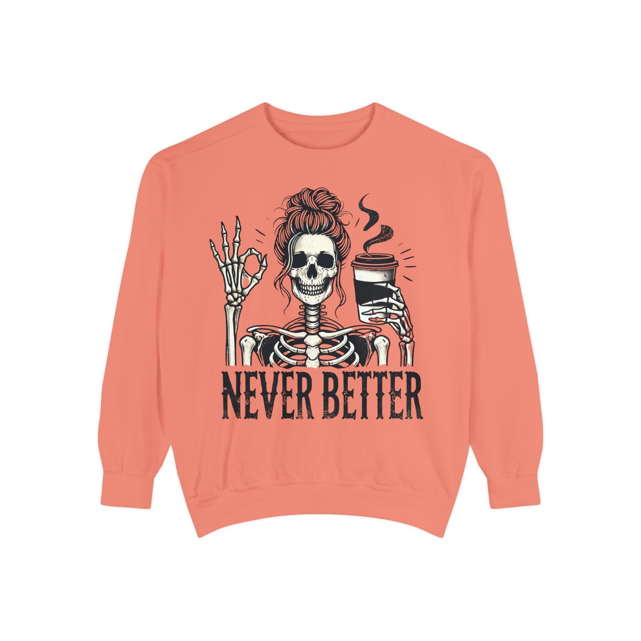 Skeleton Coffee Lover Unisex Sweatshirt, Cozy Fall Sweatshirt, Halloween Top, Casual Long Sleeve, Gift for Him or Her