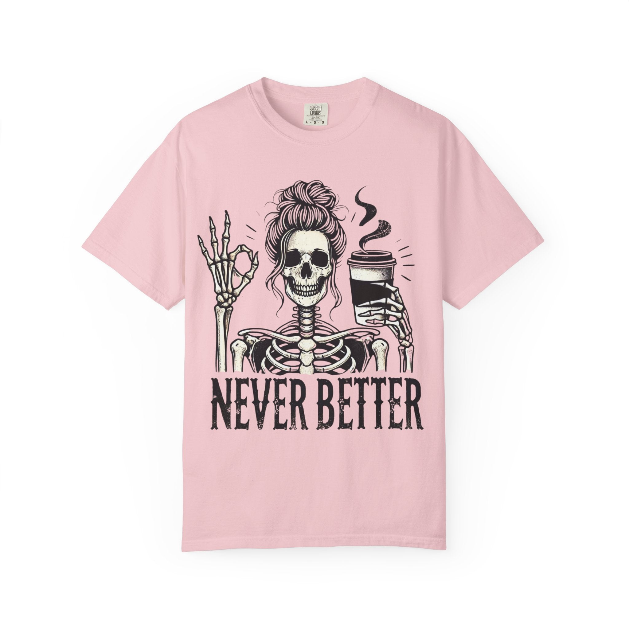 Skeleton Coffee Unisex Garment-Dyed T-shirt, Casual Tee, Graphic Shirt, Halloween Gift, Fall Fashion, Everyday Wear