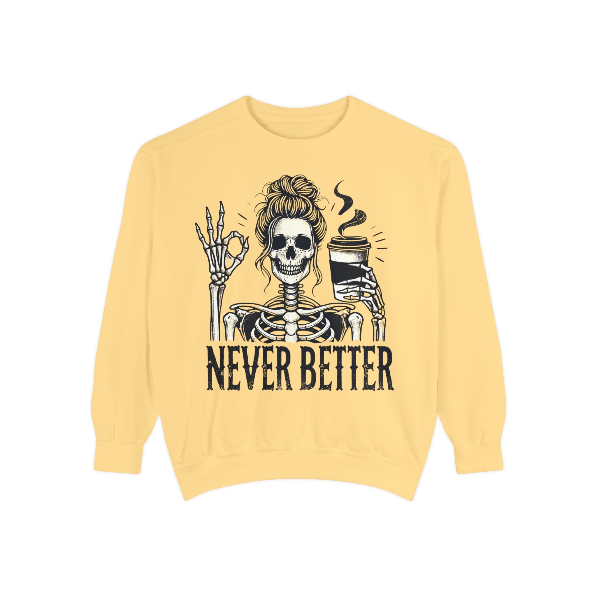 Skeleton Coffee Lover Unisex Sweatshirt, Cozy Fall Sweatshirt, Halloween Top, Casual Long Sleeve, Gift for Him or Her