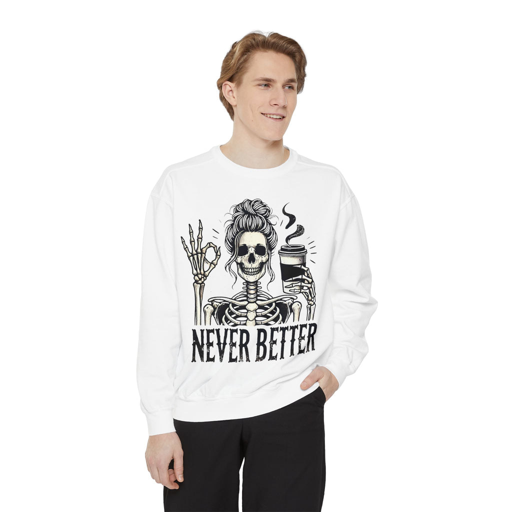 Skeleton Coffee Lover Unisex Sweatshirt, Cozy Fall Sweatshirt, Halloween Top, Casual Long Sleeve, Gift for Him or Her