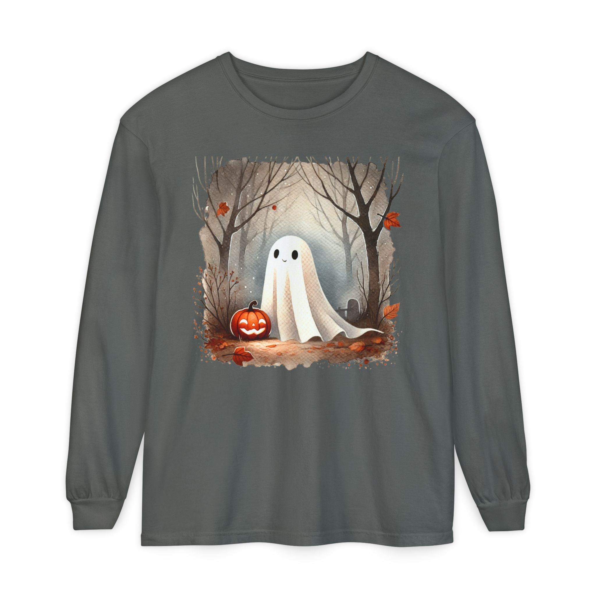 Halloween Ghost Long Sleeve T-Shirt, Unisex Tee for Fall, Spooky Season Apparel, Autumn Fashion, Boo T-Shirt, Ghost Design Tee